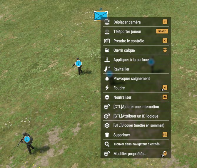 Le menu contextuel d'une IA avec les entrées [GTL]
