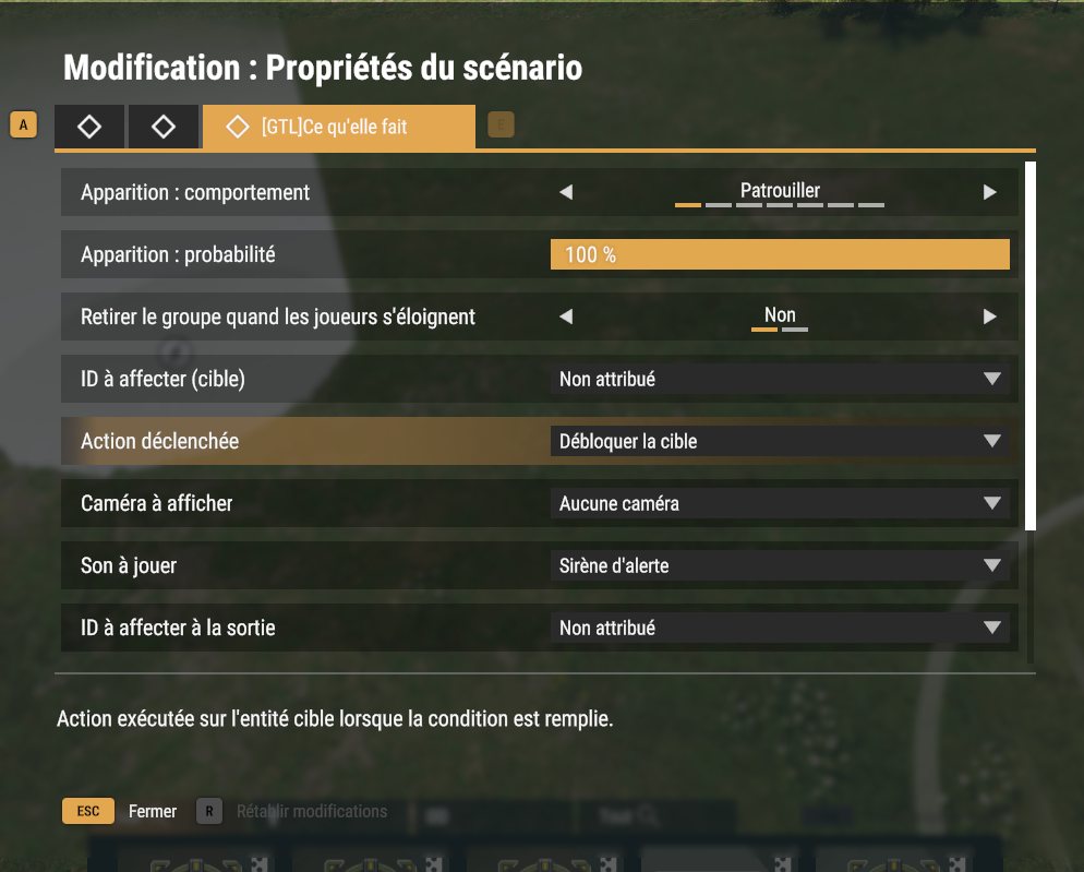 L'onglet Ce qu'elle fait d'une zone